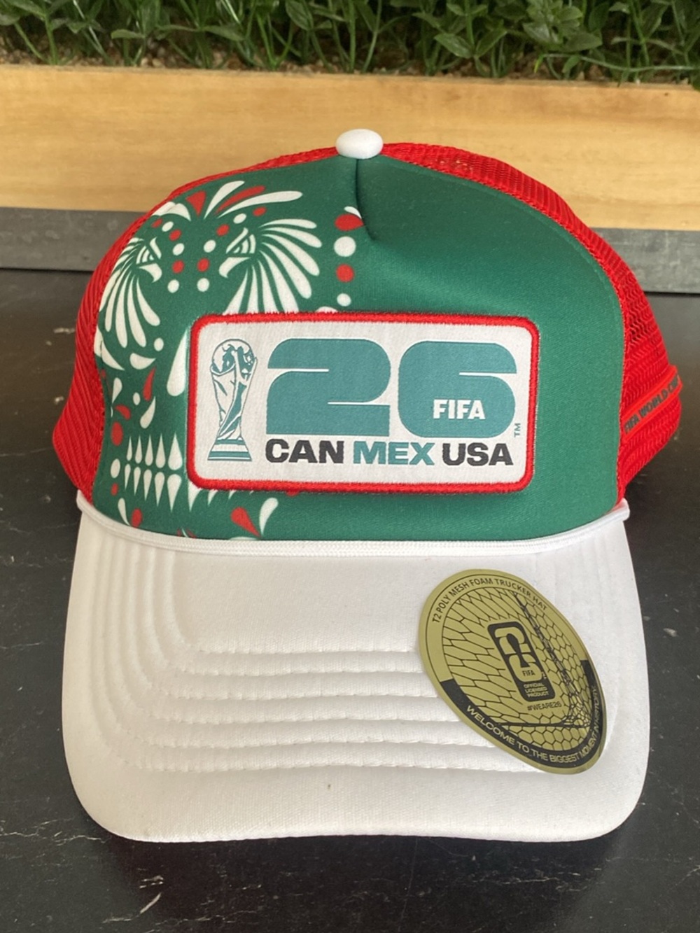 FIFA CAN MEX USA 26 Trucker Hat - Green/Red/White unisex